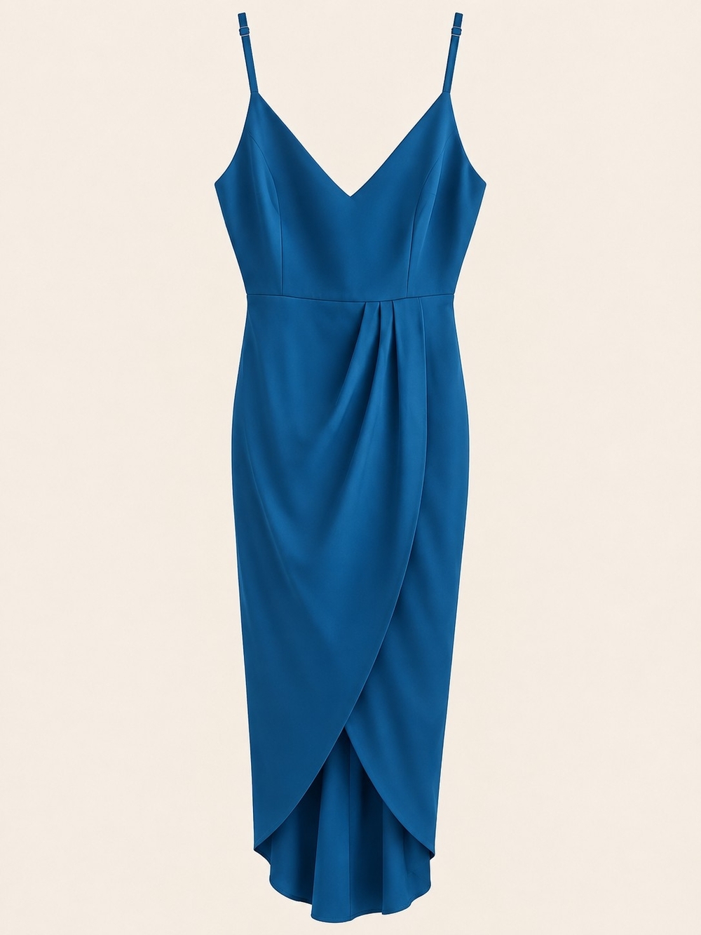 Blue V-Neck Wrap Midi Dress - Women